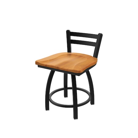 Holland Bar Stool Co 18" Low Back Swivel Vanity Stool, Black Wrinkle, Med Maple Seat 41118BWMedMpl
